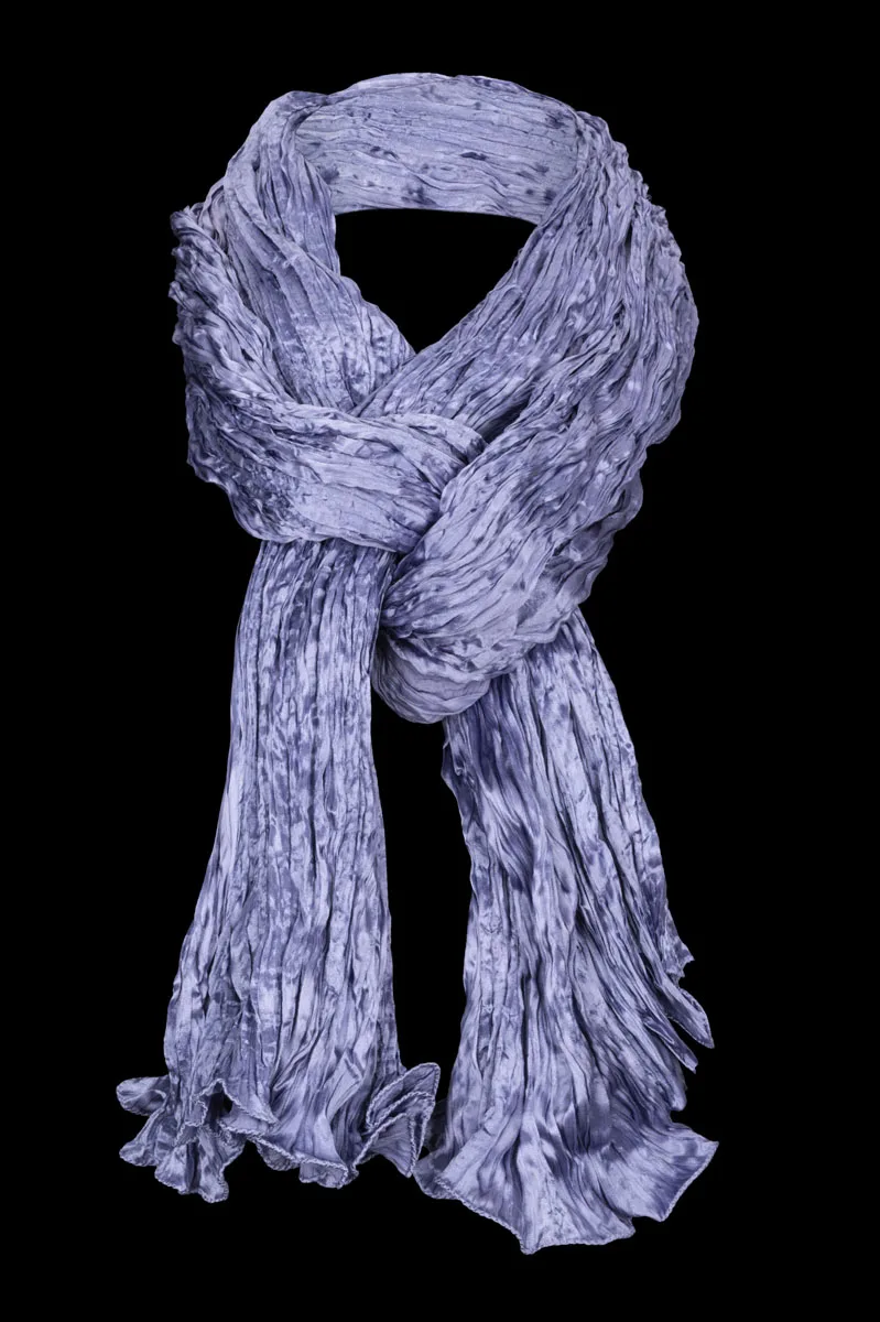 Fortuny crinkled crepe satin lilla silk scarf