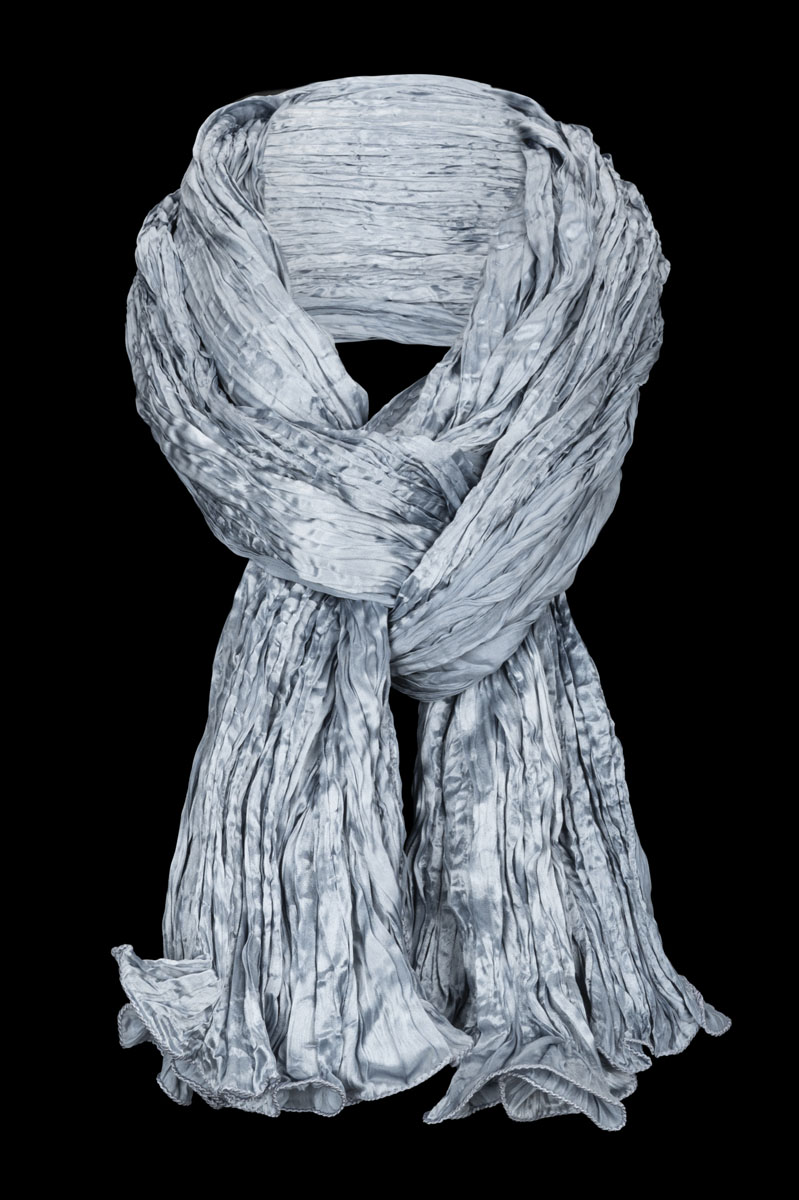 Fortuny crinkled crepe satin candy blue silk scarf