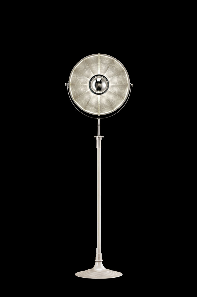 Lámpara de pie Fortuny Atelier 41 blanca y pan de plata