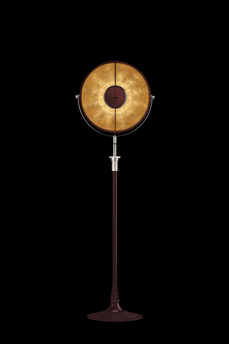 Lámpara de pie Fortuny Atelier 41 rojo antiguo y pan de oro