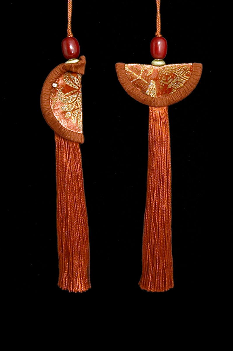 Venetia Studium couple of terracotta green Geisha & Samurai key tassels