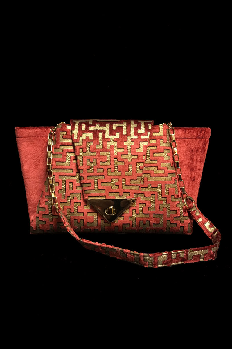 Bolso Fortuny Alexandra de terciopelo frente