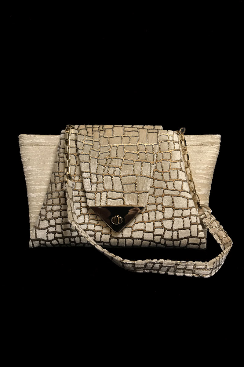 Bolso Fortuny Alexandra de terciopelo frente