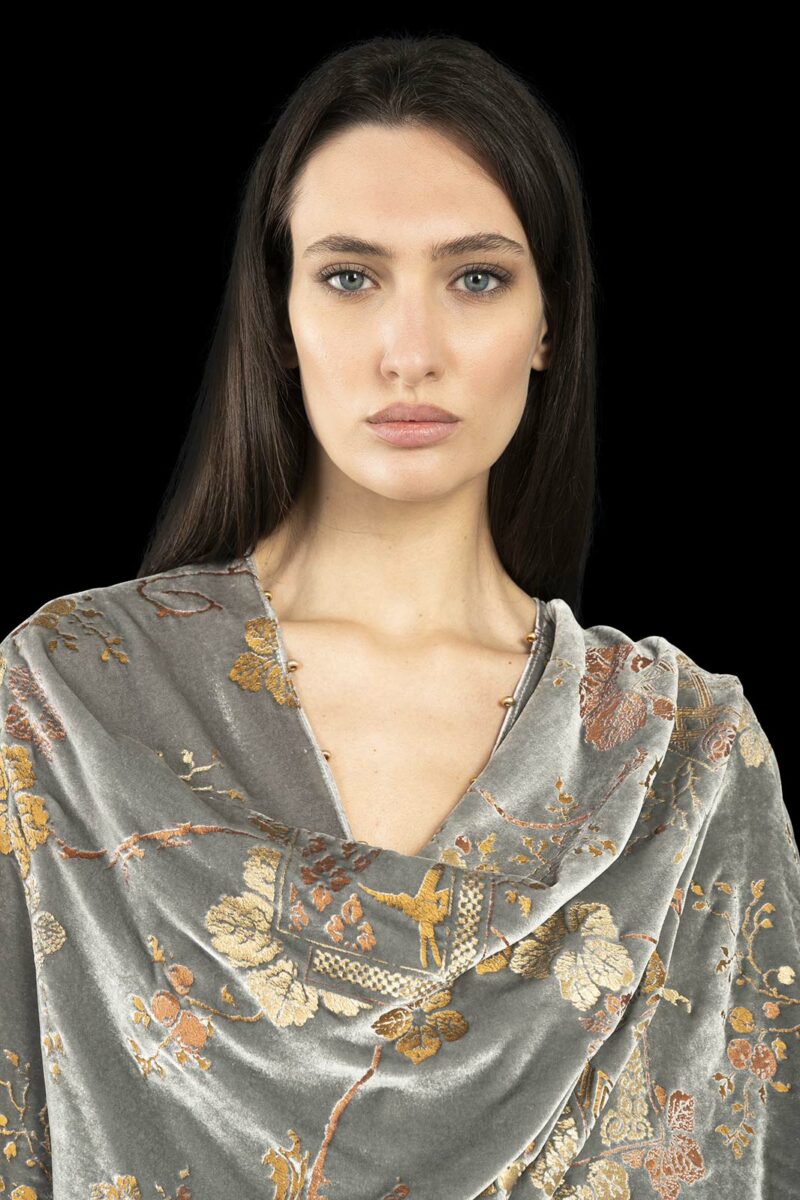 Fortuny printed velvet long evening coat