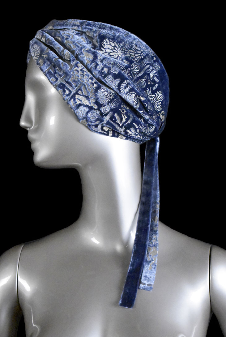 Turbante Fortuny de terciopelo estampado