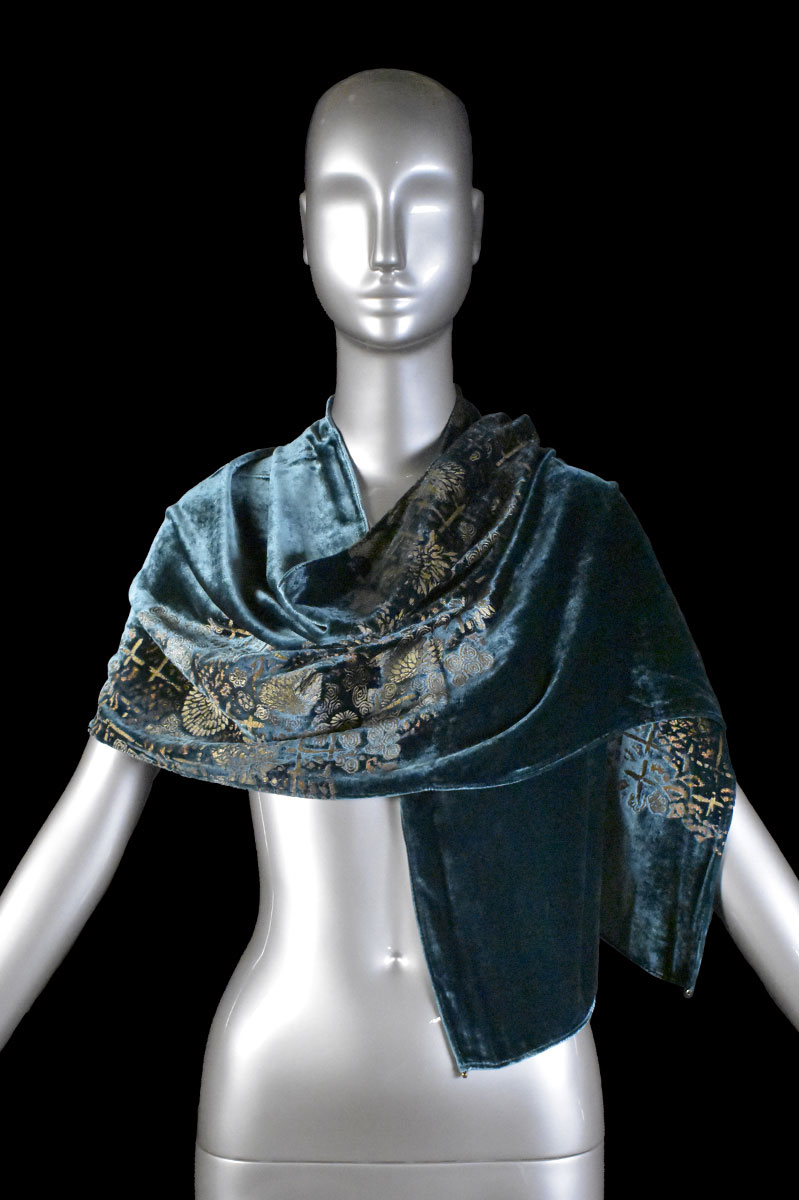 Bufandas Fortuny de terciopelo estampado con cuentas de cristal de Murano