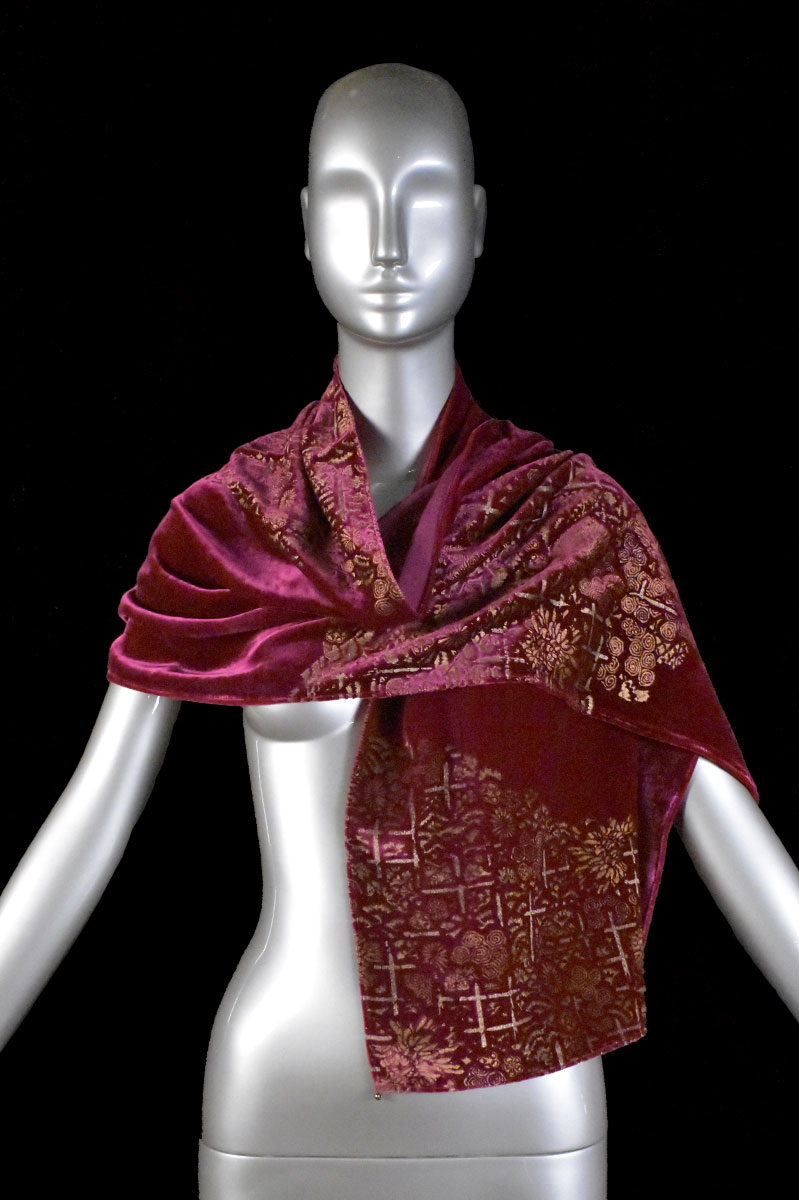 Bufandas Fortuny de terciopelo estampado con cuentas de cristal de Murano