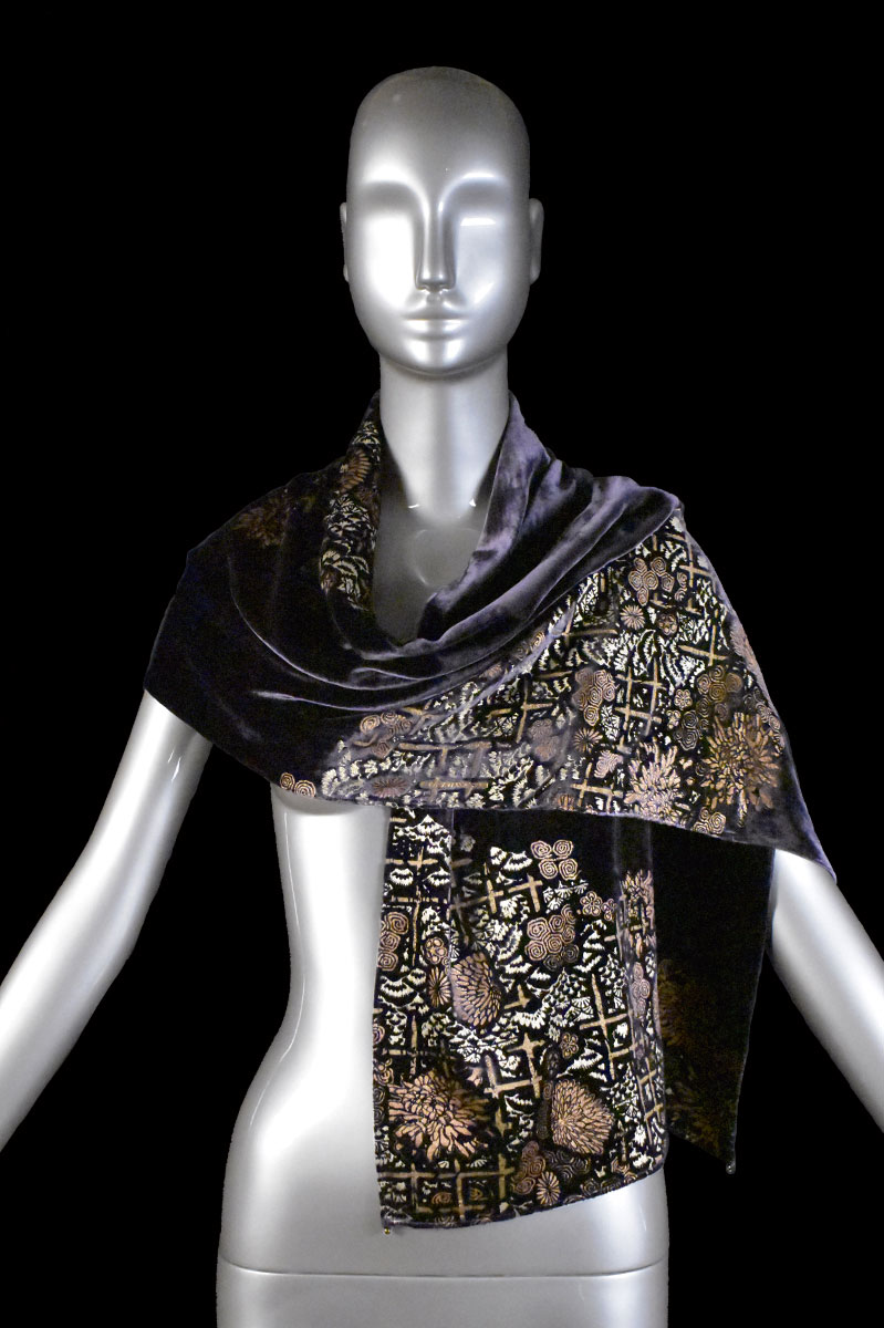 Bufandas Fortuny de terciopelo estampado con cuentas de cristal de Murano