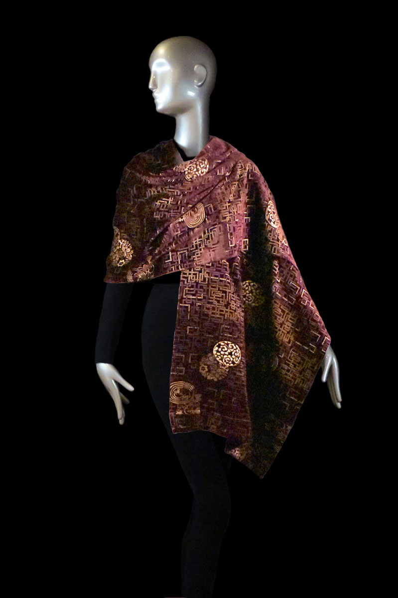 Chal Fortuny de terciopelo estampado