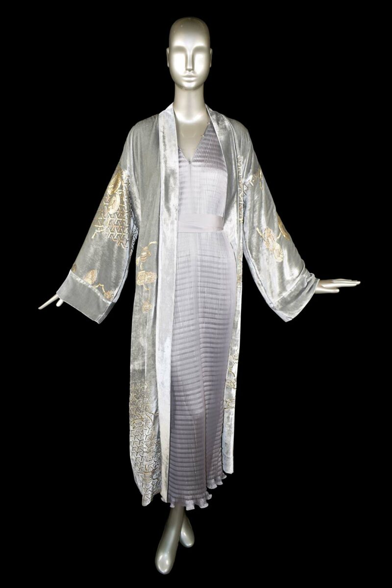 Venetia Studium printed velvet long evening coat