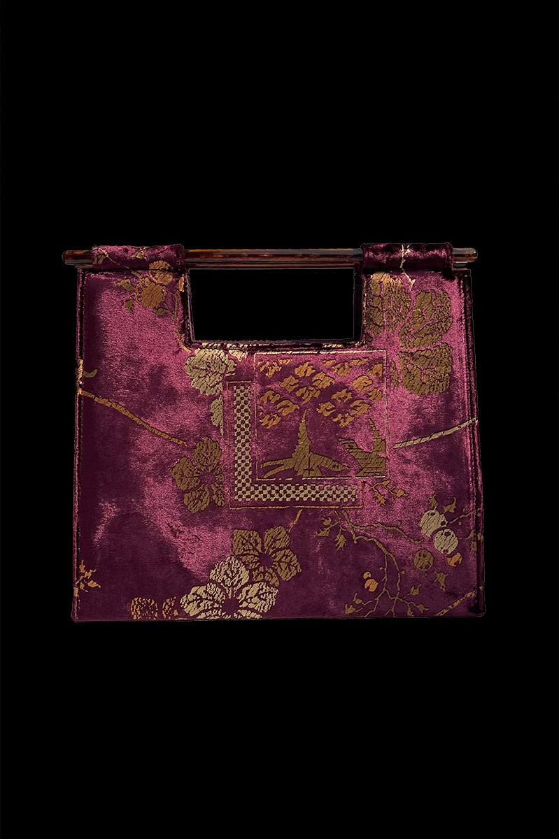 Bolso Aiko Riassunto de terciopelo berenjena estampado