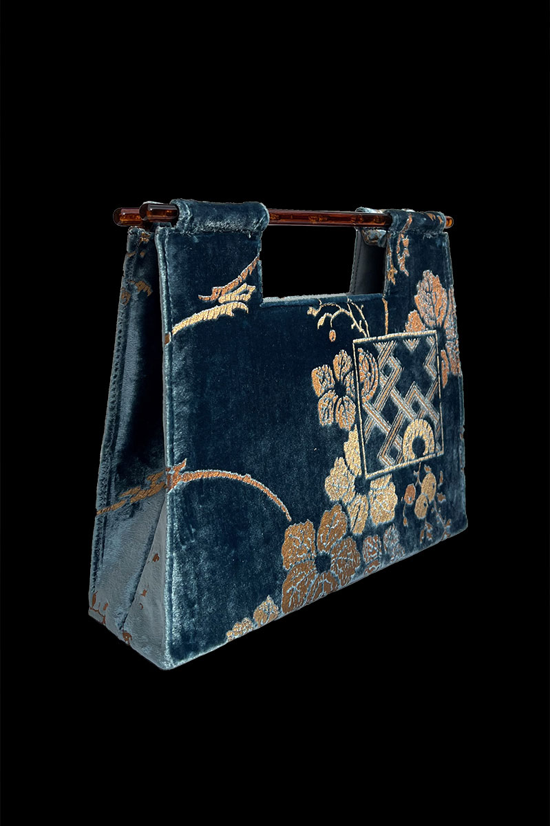 Alternative view of Bolso Aiko Riassunto de terciopelo verde azulado estampado