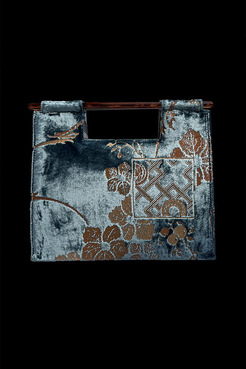 Bolso Aiko Riassunto de terciopelo verde azulado estampado