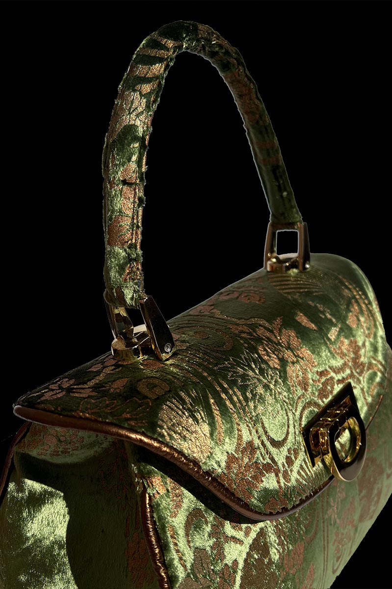 Fortuny Felze velvet bag | Ventagli Turquoise — detail
