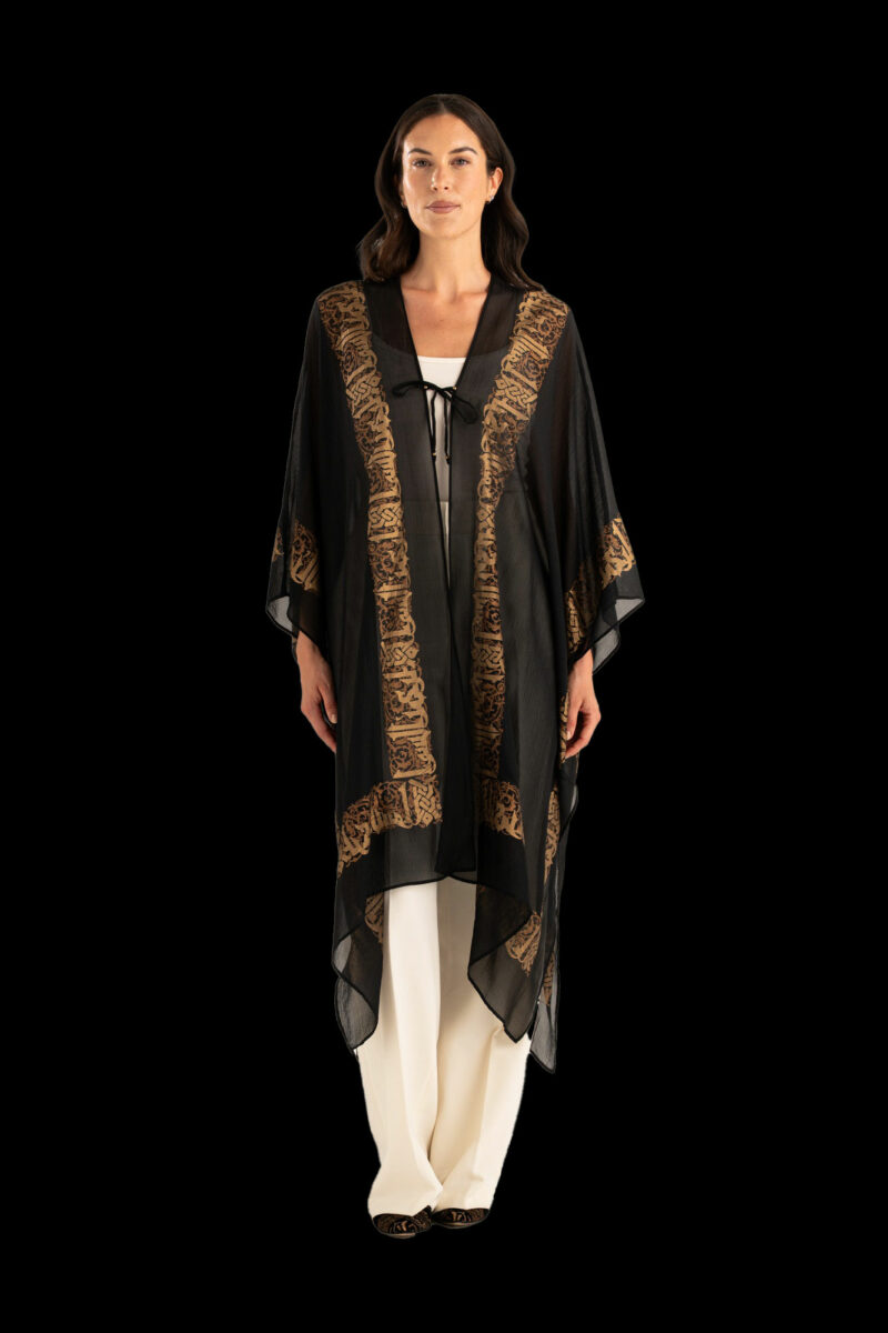 Esther Abrigo de Noche en Crepé Georgette | Arabo Negro
