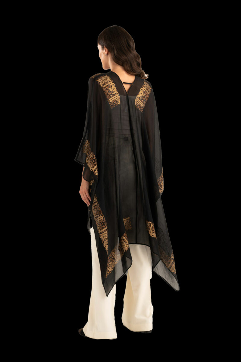 Esther Abrigo de Noche en Crepé Georgette | Arabo Negro