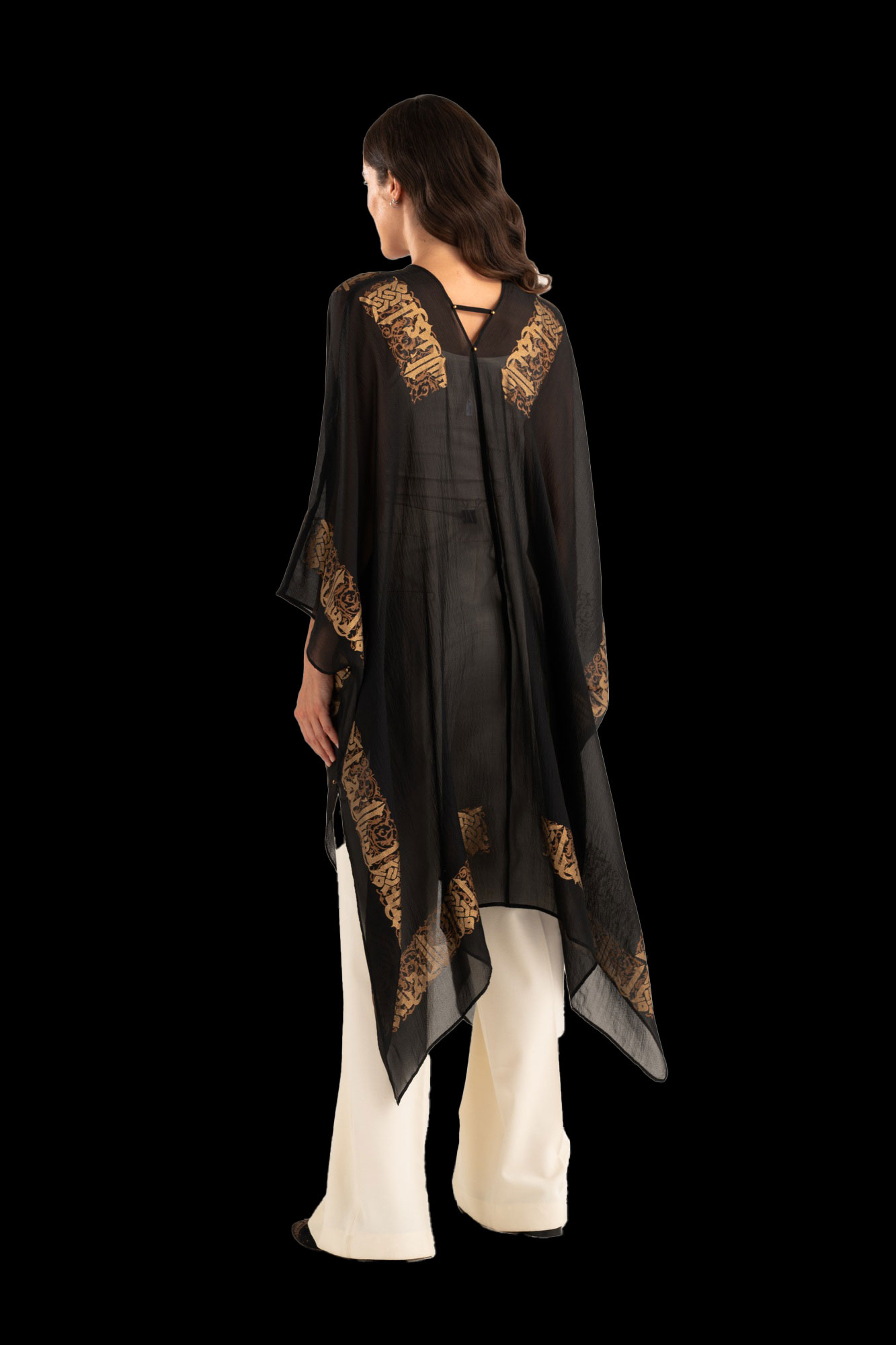 Esther Abrigo de Noche en Crepé Georgette | Arabo Negro