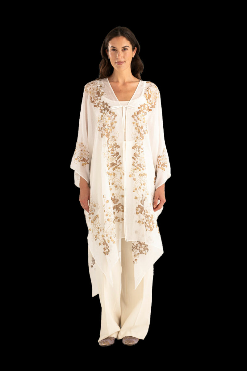 Esther Abrigo de Noche en Crepé Georgette | Ramage Blanco