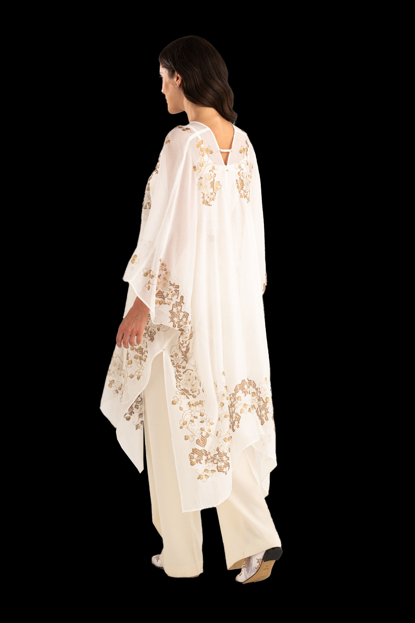 Esther Abrigo de Noche en Crepé Georgette | Ramage Blanco