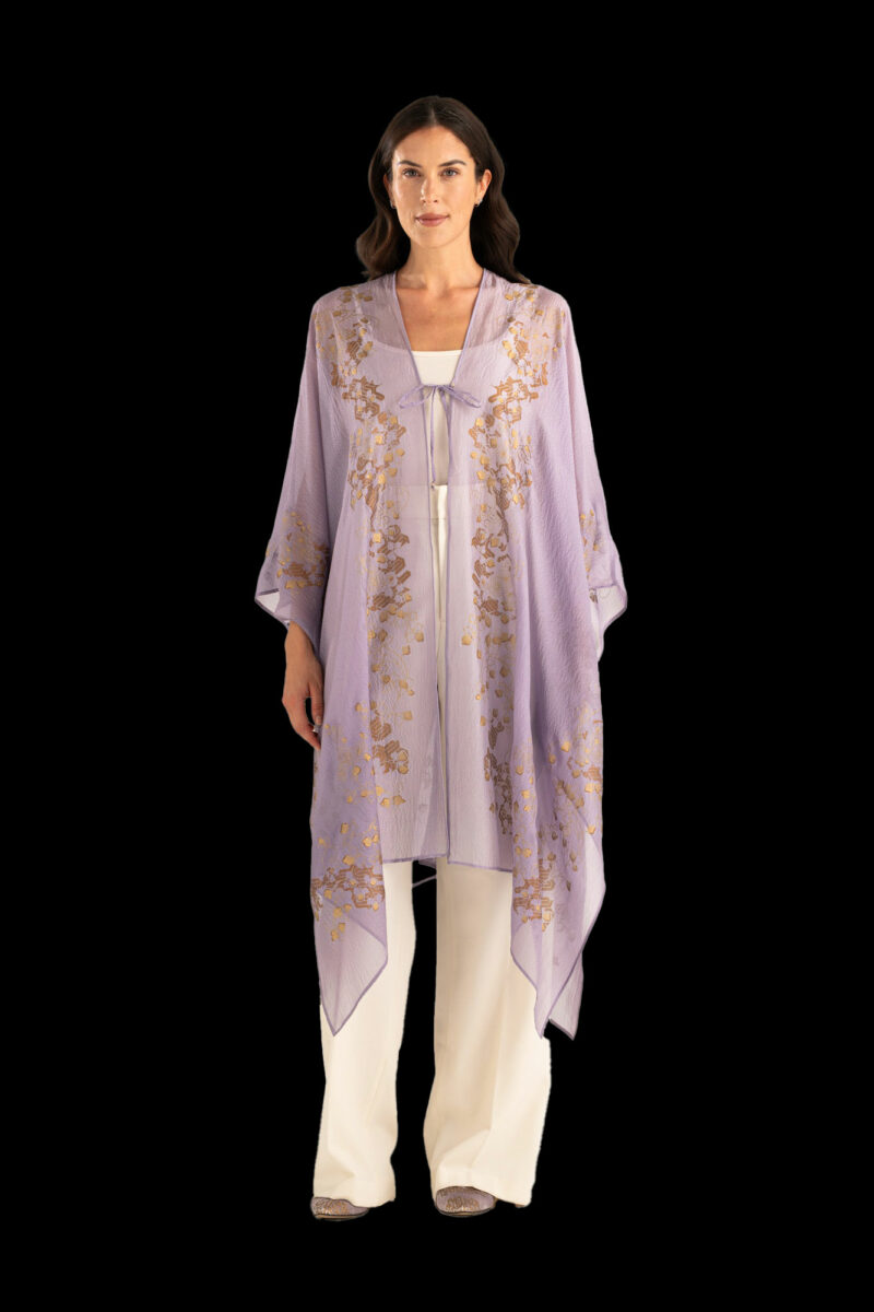 Esther Abrigo de Noche en Crepé Georgette | Ramage Lavanda