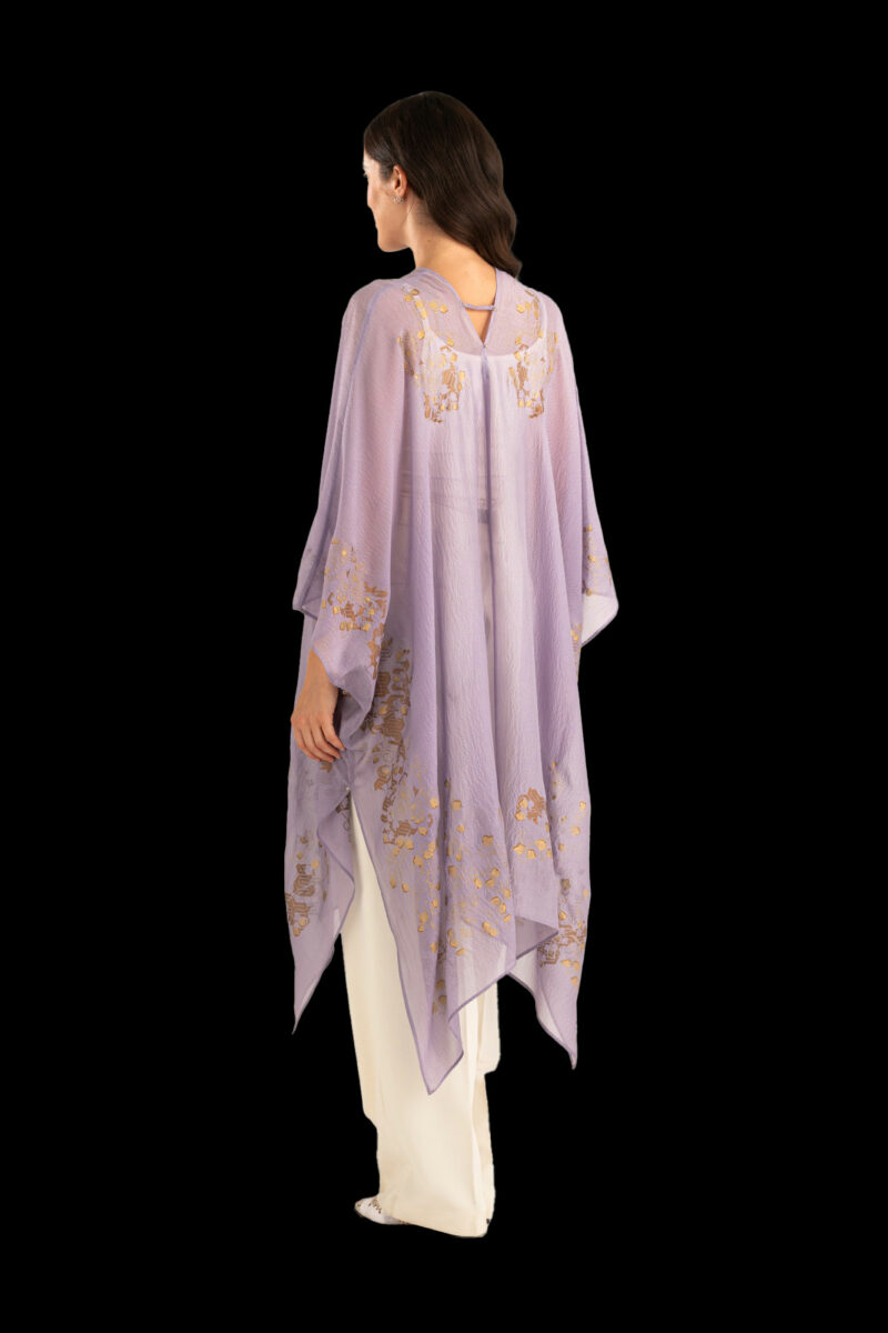 Esther Abrigo de Noche en Crepé Georgette | Ramage Lavanda