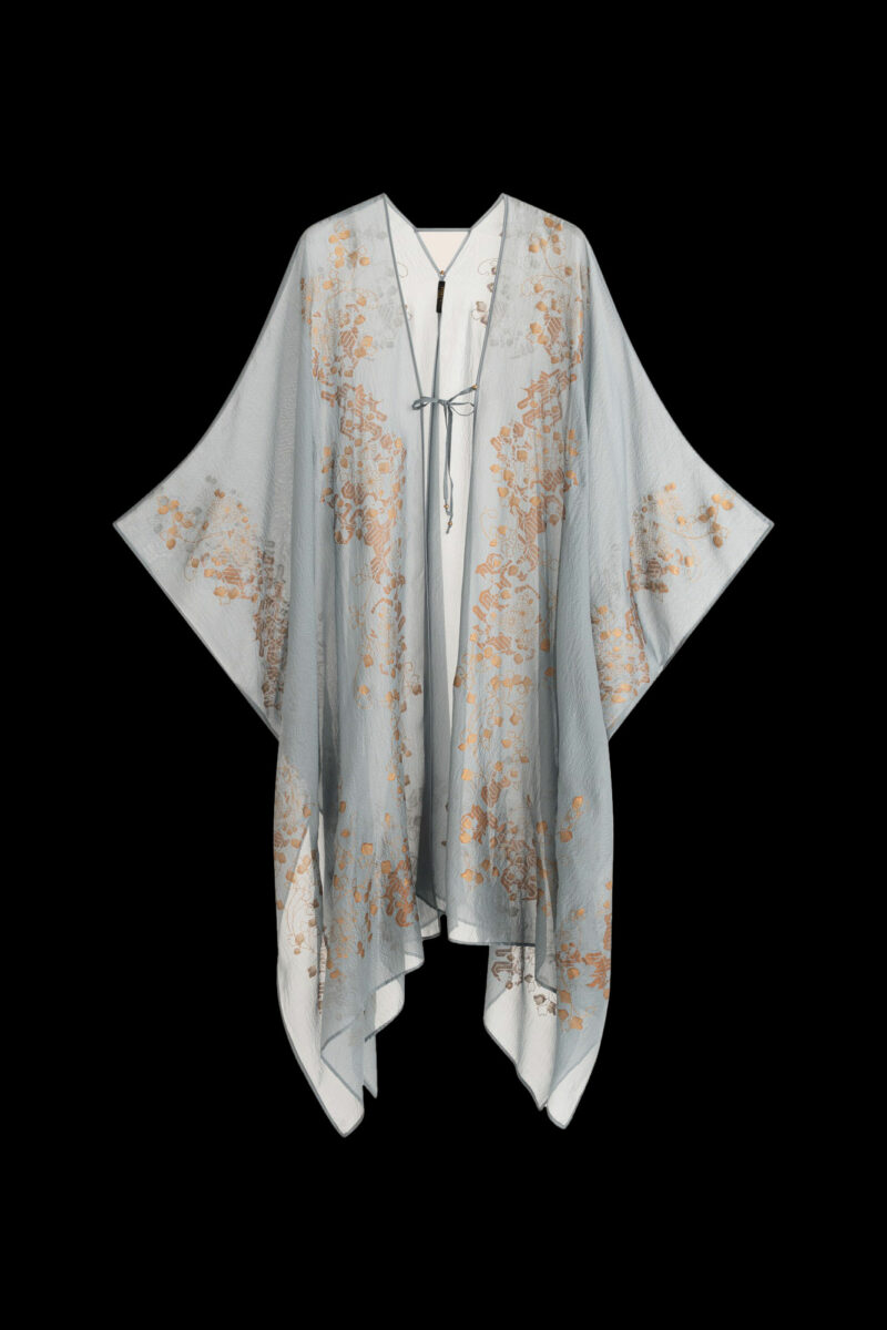 Esther Abrigo de Noche en Crepé Georgette | Ramage Azul plasma