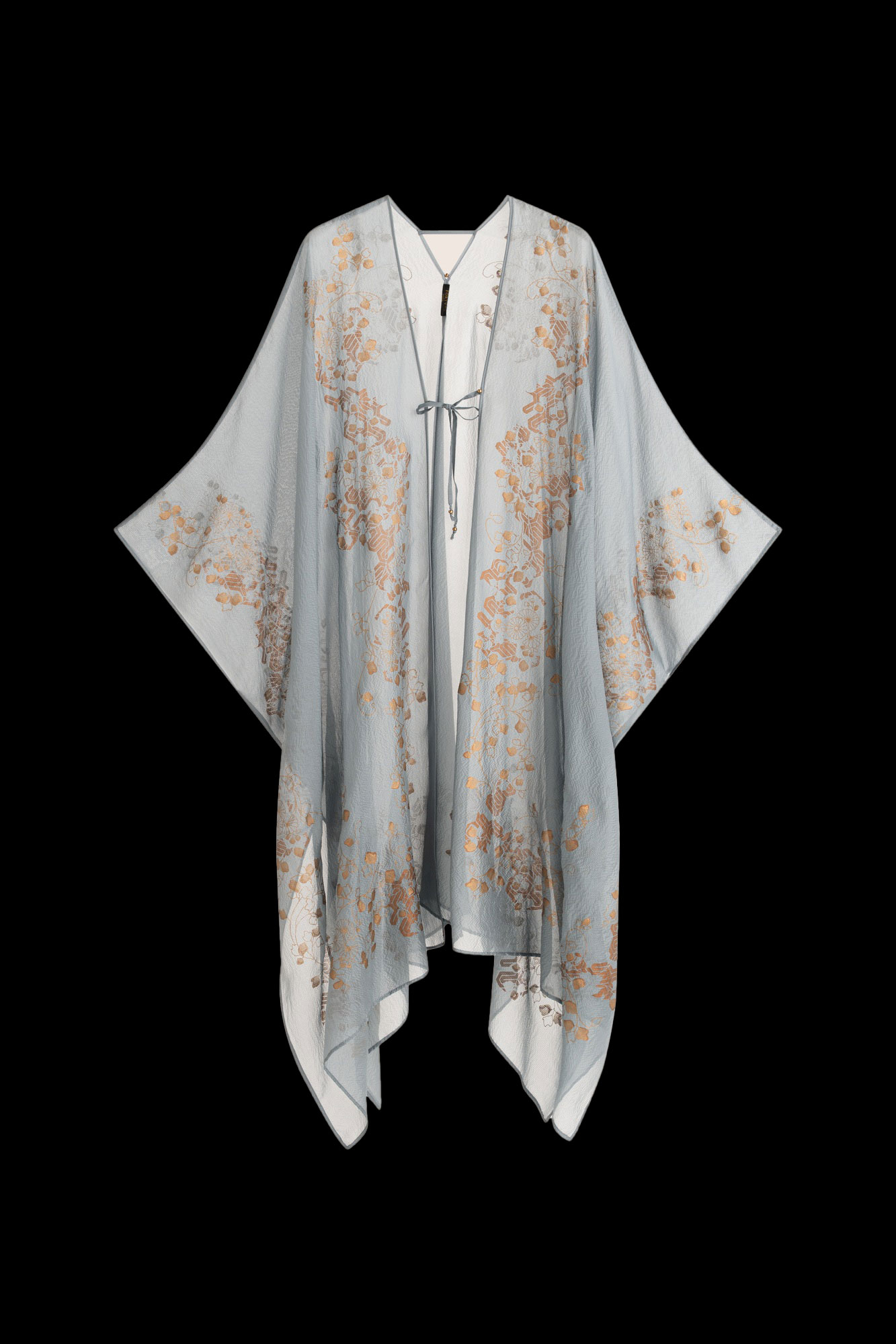 Esther Abrigo de Noche en Crepé Georgette | Ramage Azul plasma