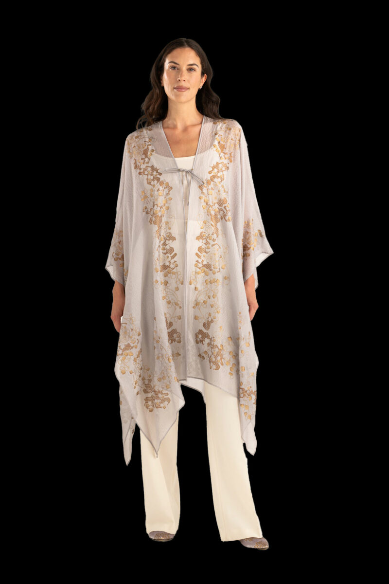 Esther Abrigo de Noche en Crepé Georgette | Ramage Taupe