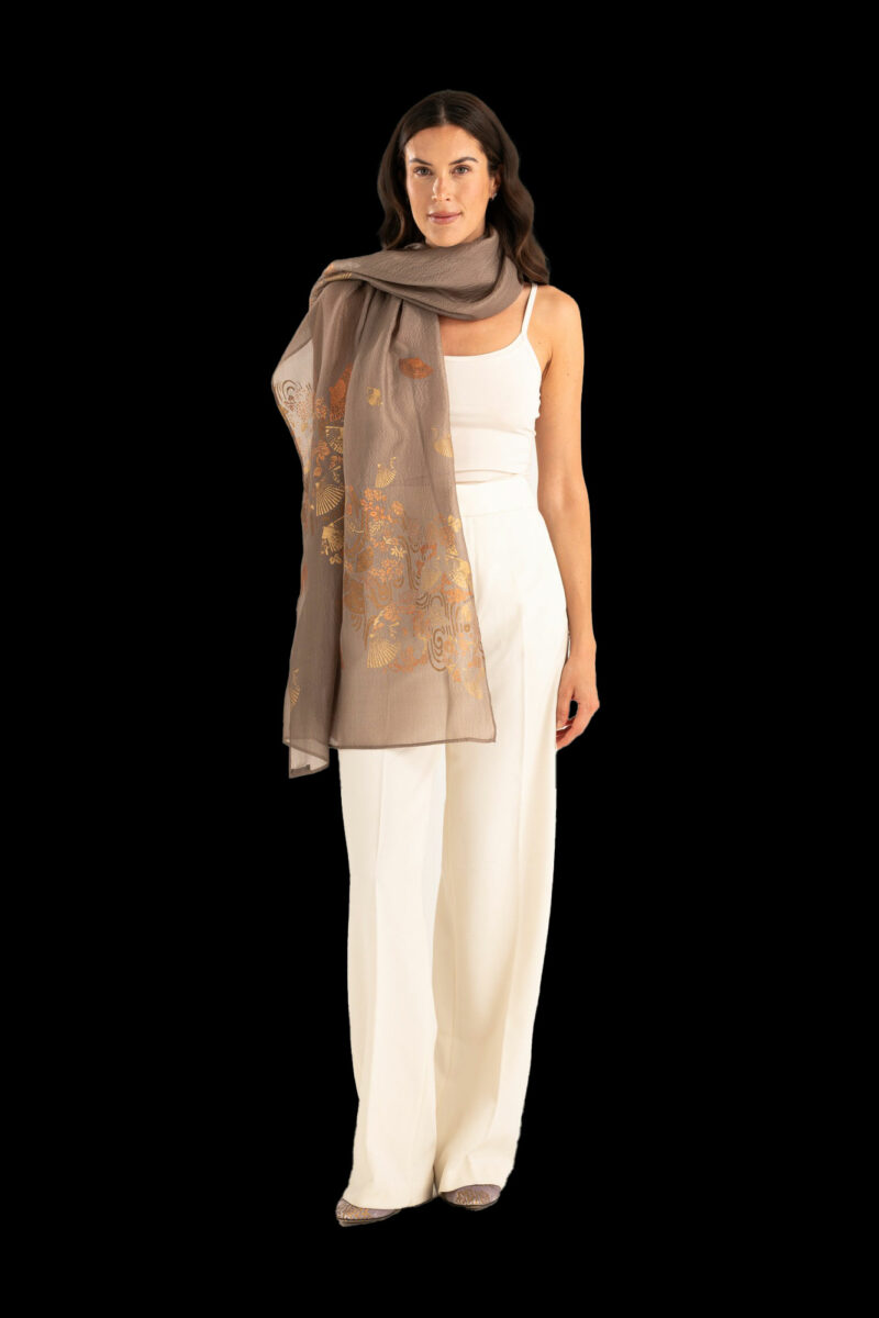 Fular en Crepé Georgette | Ventagli Marron glacé